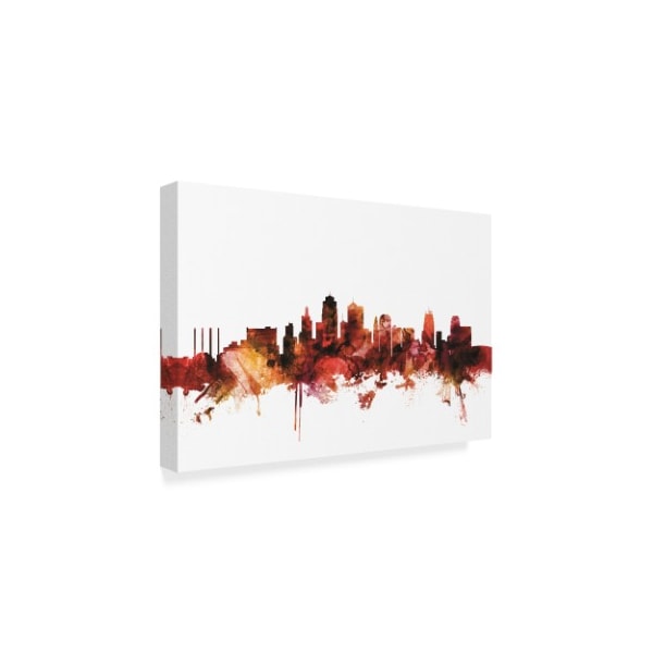 Michael Tompsett 'Kansas City Missouri Skyline Red' Canvas Art,12x19